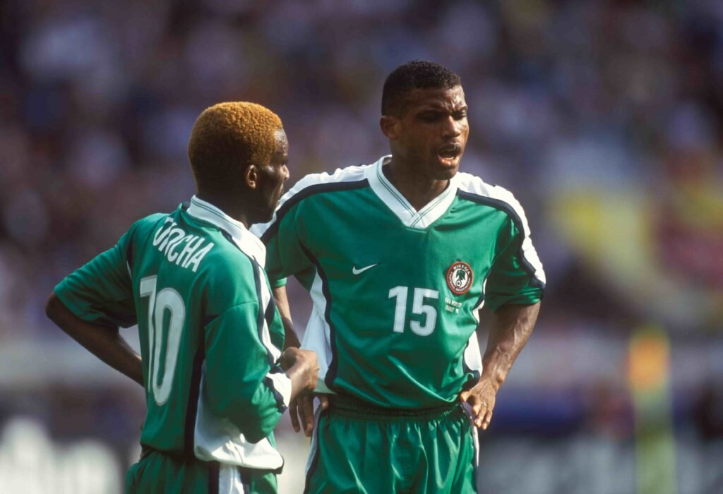 Nigeria FIFA World Cup history featuring the Super Eagles before a FIFA World Cup match