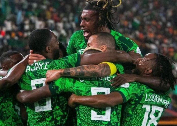Nigeria FIFA World Cup history featuring the Super Eagles before a FIFA World Cup match