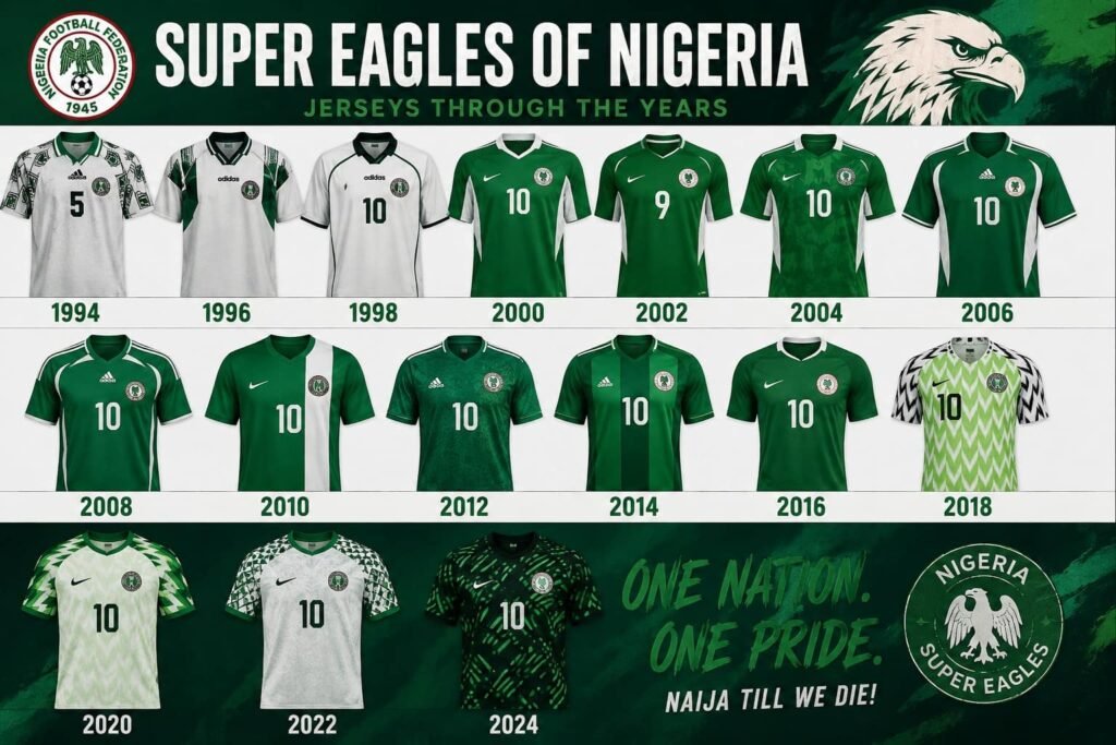 Comparison of the best Nigeria jerseys ever from 1994, 2018 and 2024