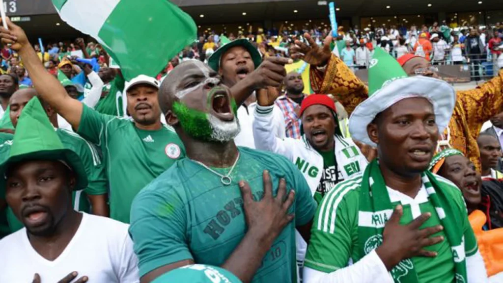 Meaning of Nigeria jersey: Close-up of the Super Eagles football shirt highlighting national colours and crest during an international match.