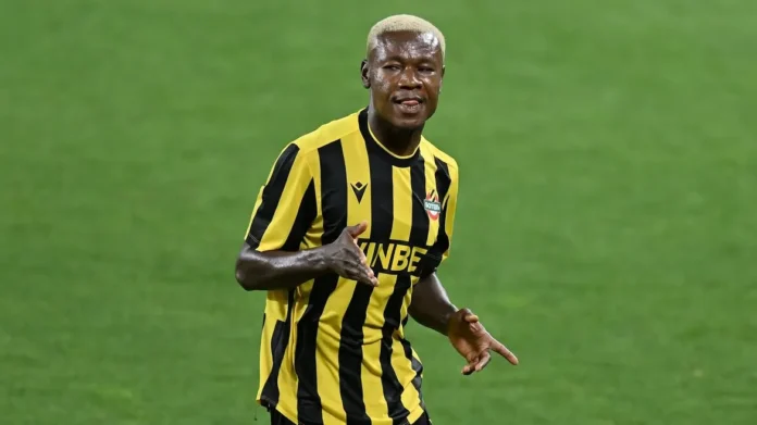 Samuel Kalu celebrates after scoring for Botev Plovdiv in a pre-season match